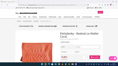 Zimná bunda, ľadvinka, taška na plece, peňaženka, reebok,l