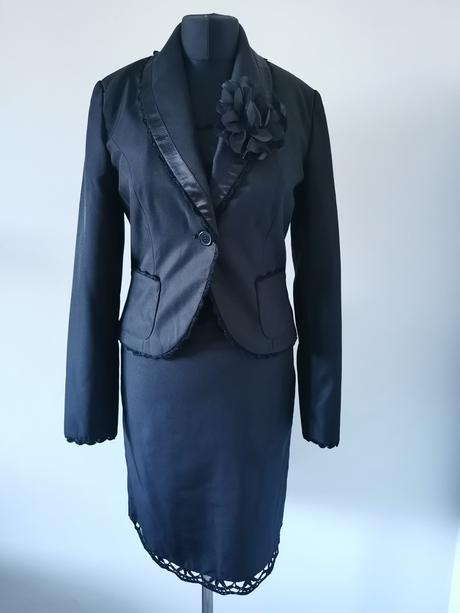 Čierne sako, blejzer s čipkou, s