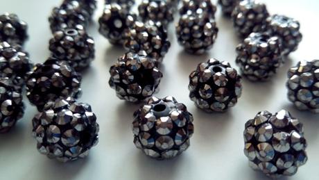 Akrylové shamballa korálky hematit, 