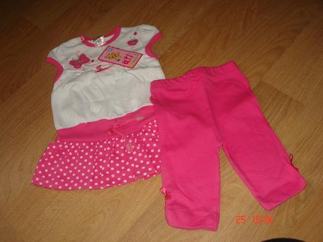 Satocky s bodkovanou suknickou a leginky k tomu, 68