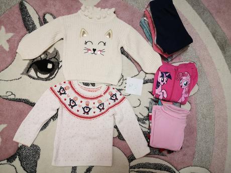 Balík veľkosť 98, 3x sveter, 1x mikina, 4x tepláky, 86–98