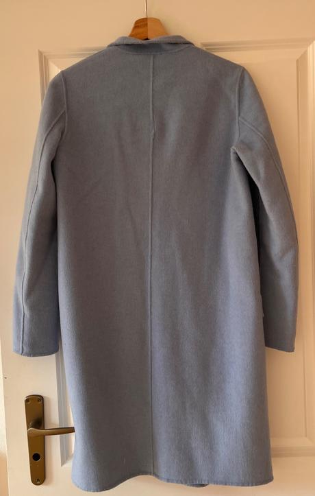Bledomodrý vlnený kabát, zara, xs/34, zara,xs
