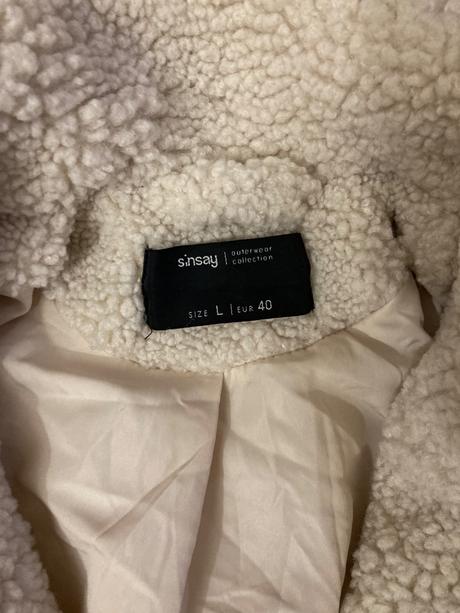 Krásny teddy kabát veľ.l/40, sinsay,l