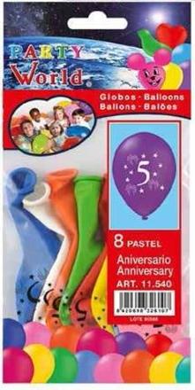 Balóny s číslom 5, 8ks, 