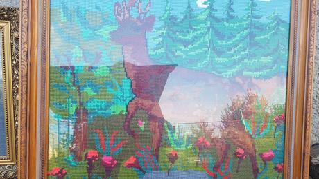 Predám krásny vyšivani obraz jelen ., 