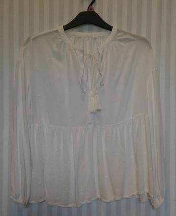 Dámsky biely top ozdobený gulôčkami, l/xl, xl