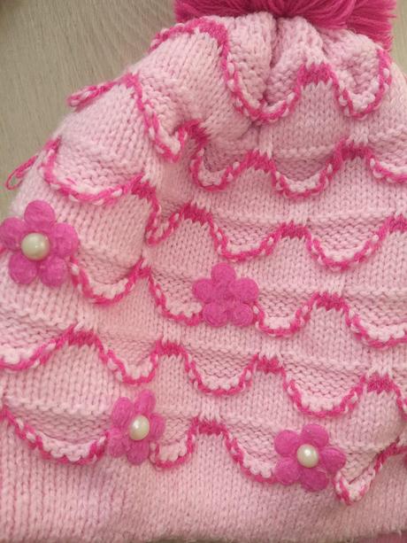 Dievčenská ružová zimná čiapka s goralkami, 116