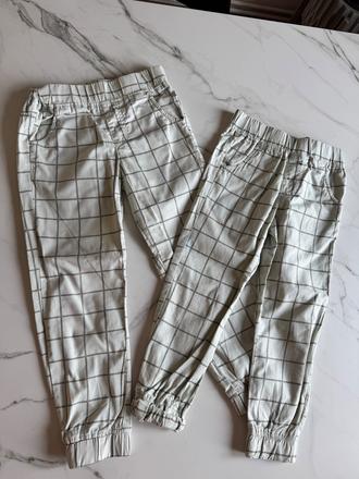 Súrodenecké nohavice tchibo kockovane 116-122, tchibo,116