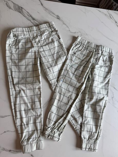 Súrodenecké nohavice tchibo kockovane 116-122, tchibo,116