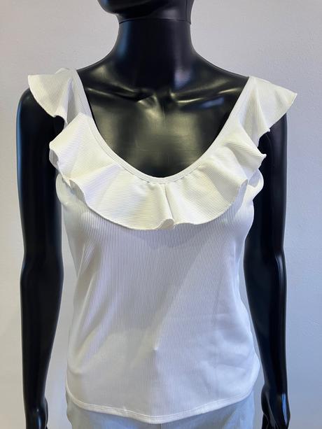 Dámske rebrované tričko s volánom, s