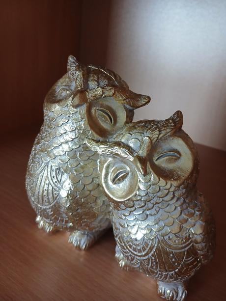 Keramická soška spojené sovičky 14 cm,