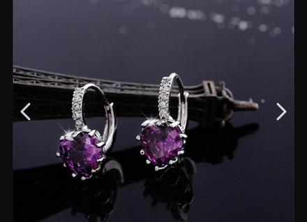 Náušnice fialové srdiečka, 