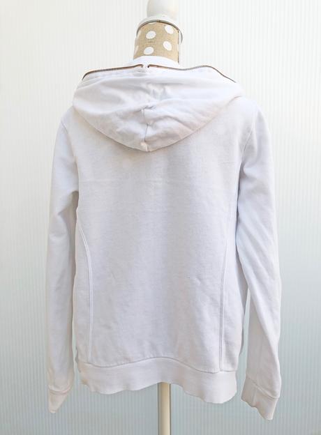 Biela mikina na zips s kapucňou, amisu,m