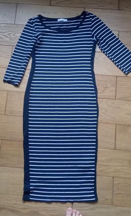 Pásikavé midi šaty so zoštíhľujúcim pasikom, m