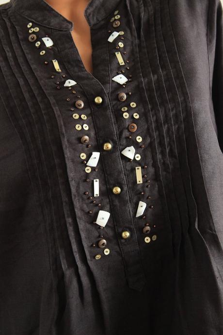 Zdobená ľanová tunika, l/xl, l