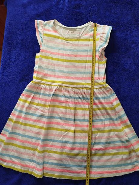 Prúžkované šaty s volánikmi na rukávoch, h&m,122