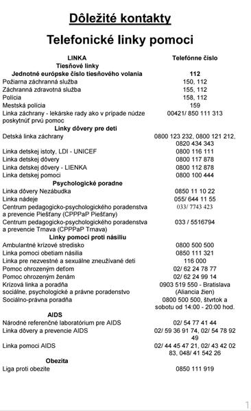 Kontakty na linky pomoci