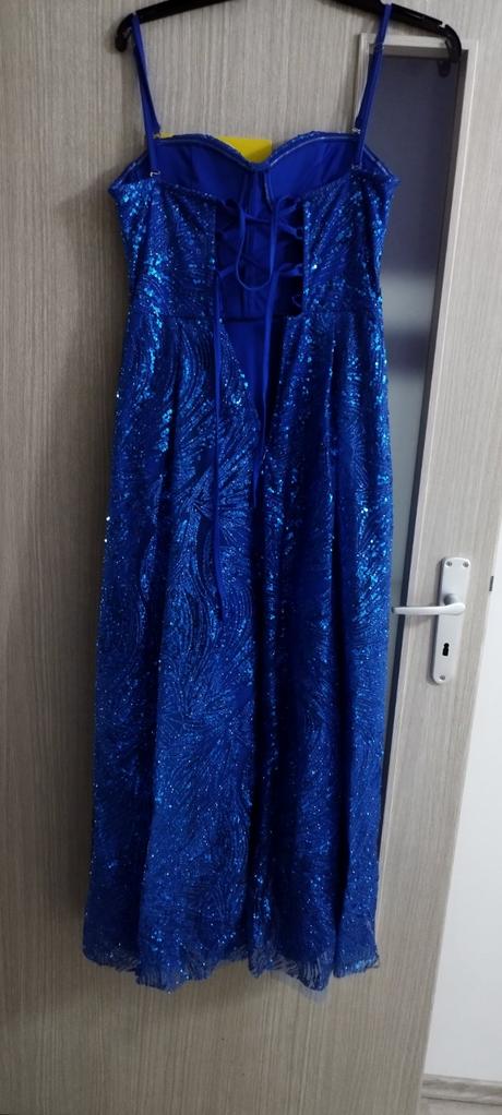 Modré spoločenské šaty, s