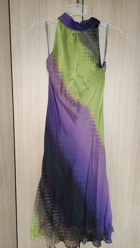 Fialovo zelené letné šaty, s