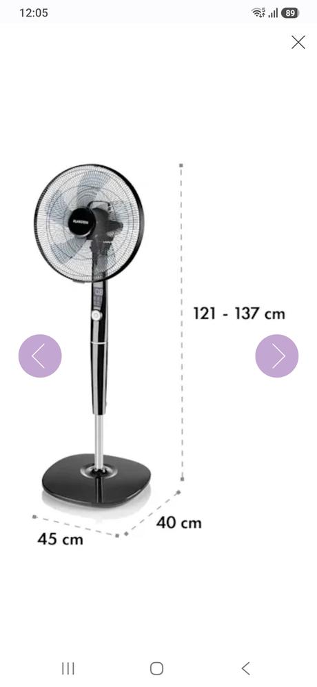 Čierny stojanový ventilátor klarstein,