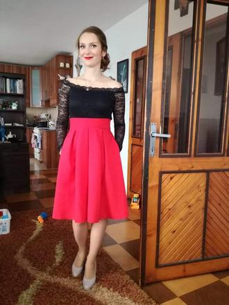 Spoločenská červená midi sukna, 36