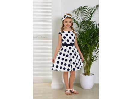Dievčenské bodkované šaty marabella bielo modré, 104 - 158