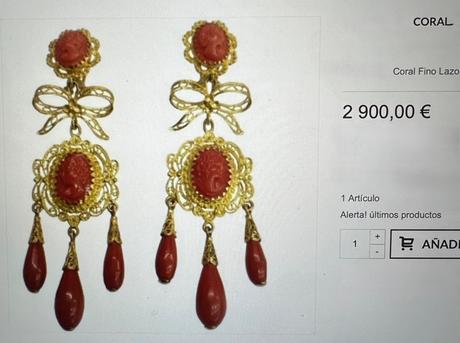 Starozitne nausnice 18k zlato a koral, 