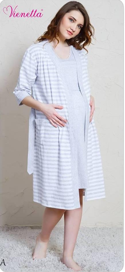 Materský komplet župan a nočná košeľa na kojenie, vienetta secret,l / m / s / xl / xxl