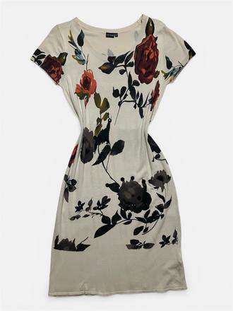 Floral bodycon šaty / elegantné béžové šaty s kvet, l