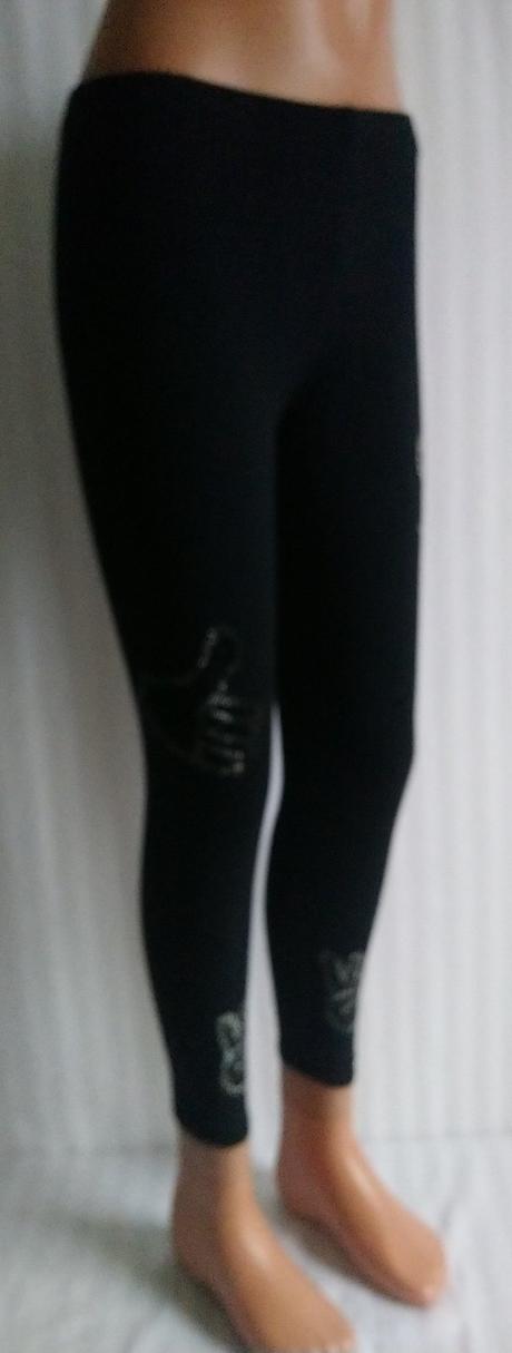 Dámske čierne legíny, kamienkový motív, italy, s/m, m