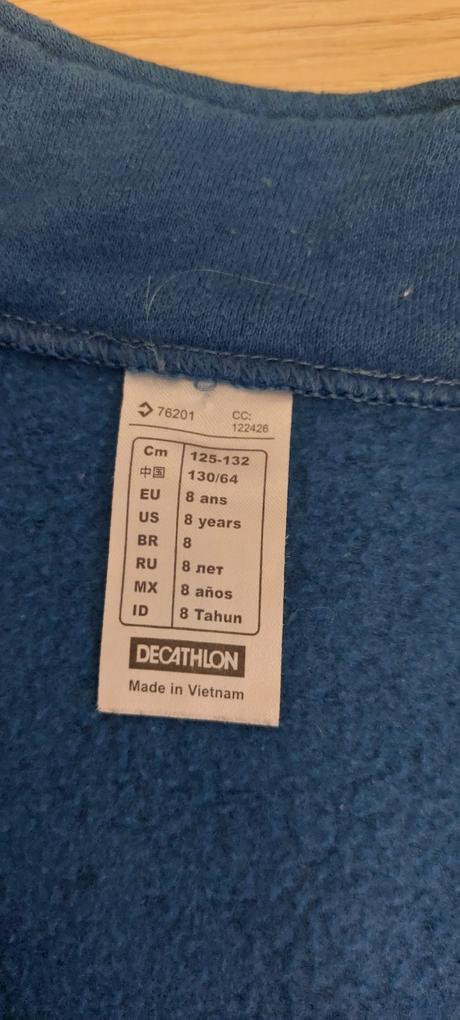 Mikina na zips, decathlon,128