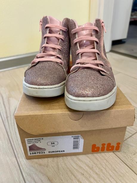 Trblietavé ružové vyššie tenisky bibi 34, 34