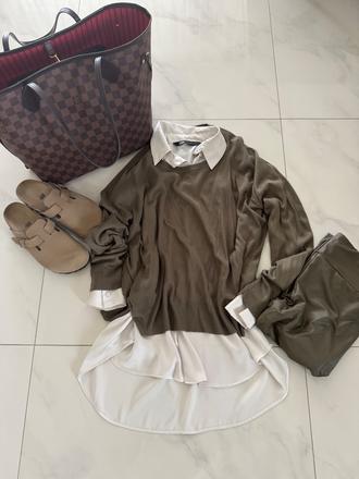 Základný sveter- olivový, zara,s