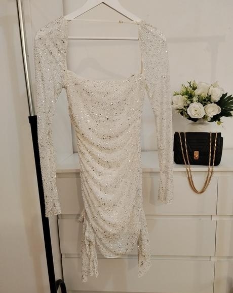 Oh polly marilla trblietavé mini šaty luxusné, 34 / xs
