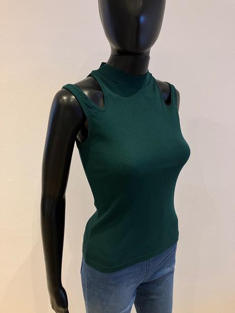 Tmavozelený rebrovaný top (xs), sinsay,xs