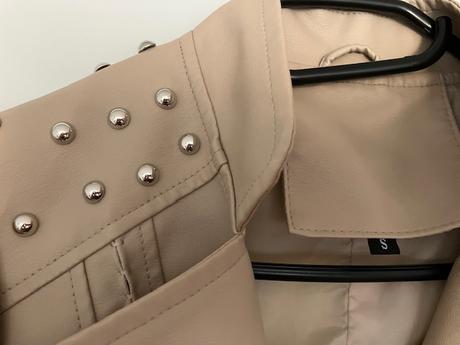 Bezova koženková bunda, s