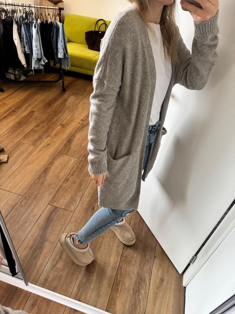 Dlhy sveter sivý, s