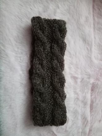 Detská čelenka, pletená hnedá, 98