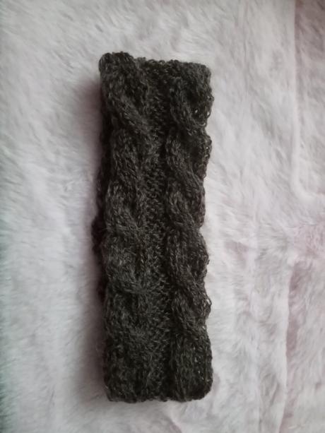 Detská čelenka, pletená hnedá, 98