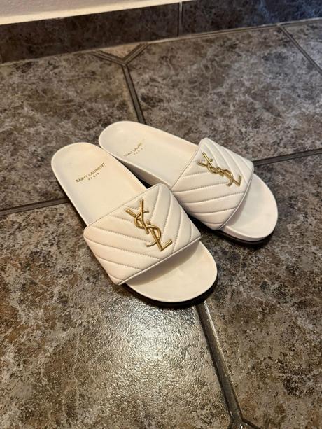 Dámske kožené šľapky ysl, 38