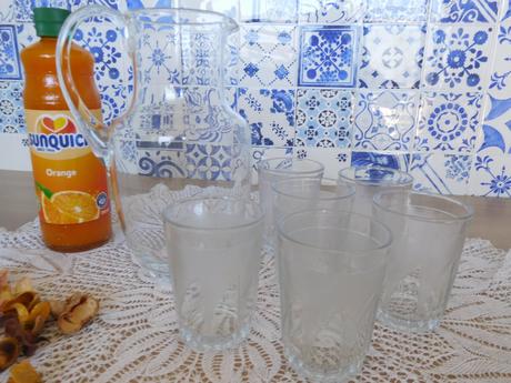 Sklenené na malinovku -džbán+poháre 6 kusov, 