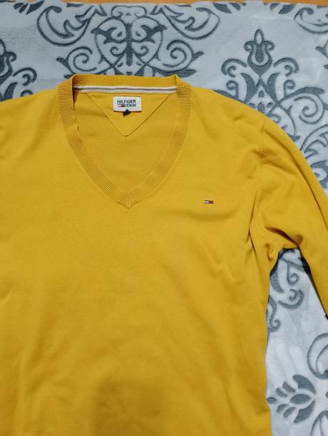 Tommy hilfiger pánsky horcicovy pulovrik, tommy hilfiger,xxl