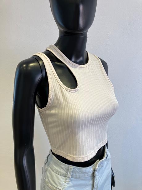 Dámsky crop top béžový (m), m