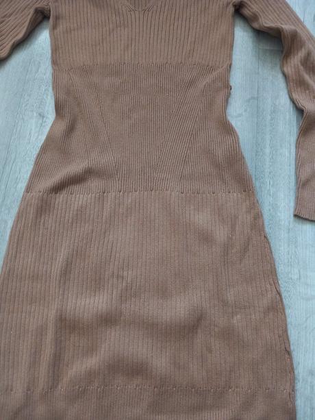 Dámske hnedé pletené šaty, orsay,s