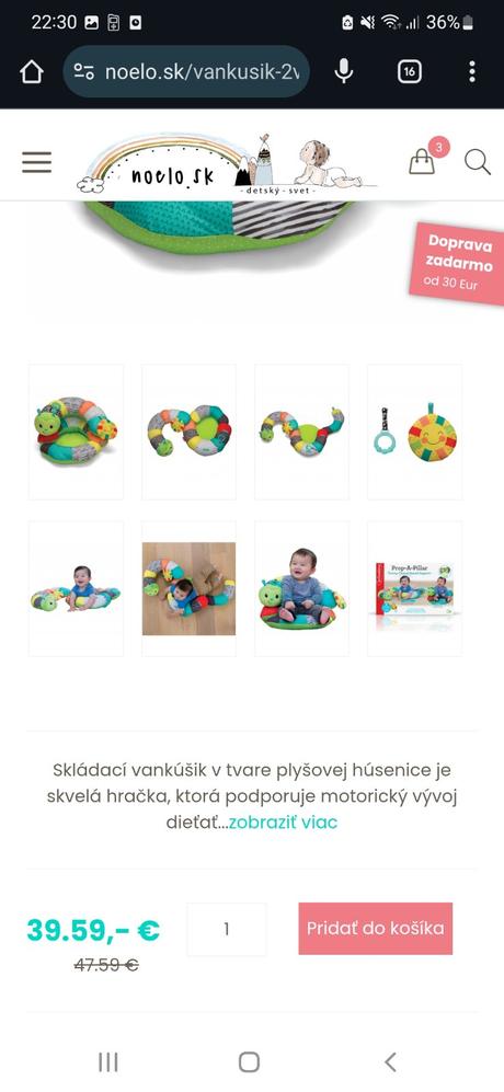 Infantino vankúš húsenica, 