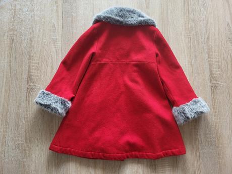 Vlnený dievčenský kabát 5-6 rokov červený, laura ashley,110