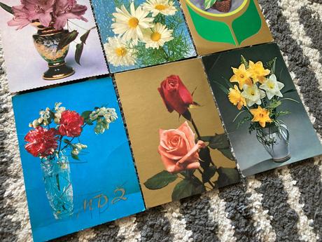 Retro pohľadnice kvety a mdž 80-90te roky, 