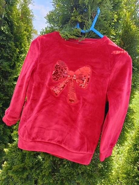 Velúrová mikina s trblietavou mašličkou, pepco,110