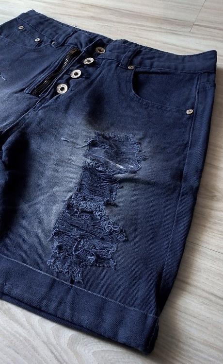 Rifľové kraťasi, modré a šedé, v. m, m