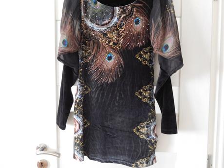 Blúzka 38v, čierno tyrkysová,, 38